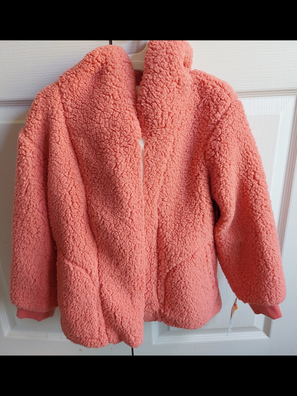 Cat & Jack Coral Orange Sherpa Hooded Jacket XS (4/5) NWT